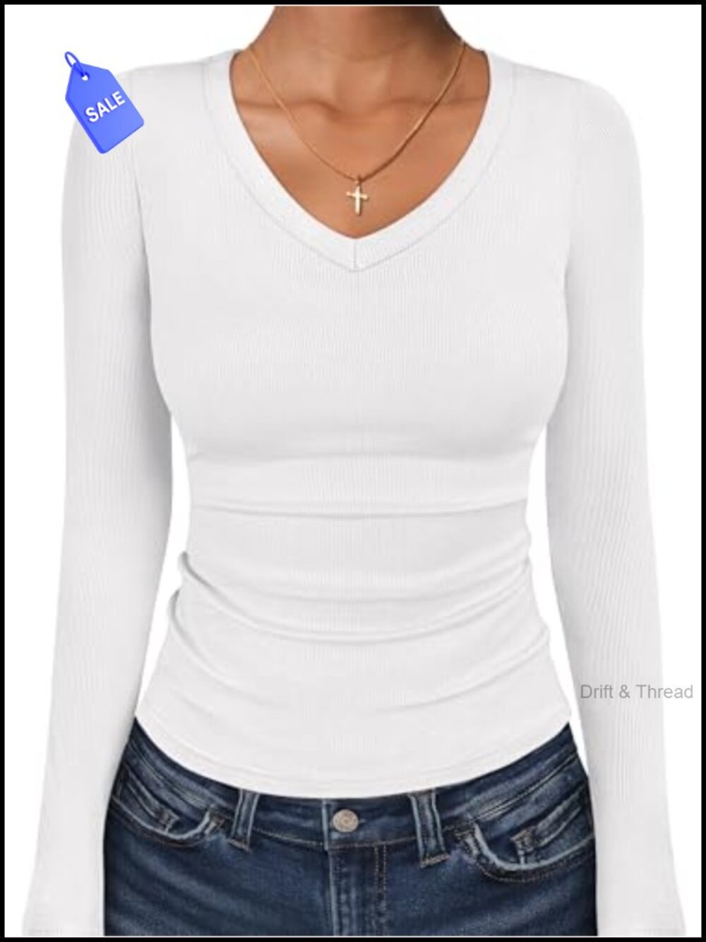 Women's Slim Fit V-Neck Long Sleeve Knit Top Casual Basic Tee